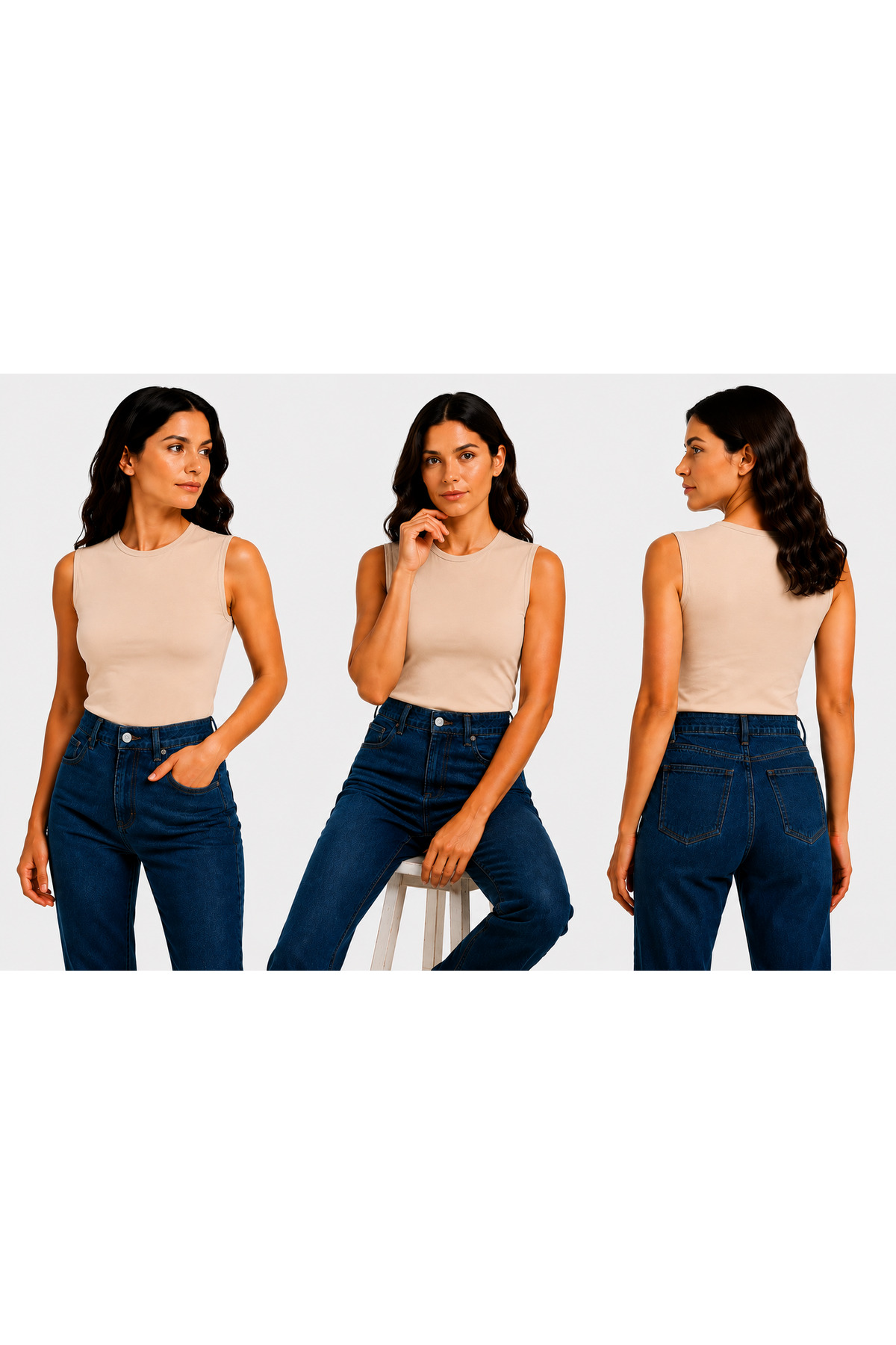 bicycle neck zero sleeve viscose knitted fabric women's body