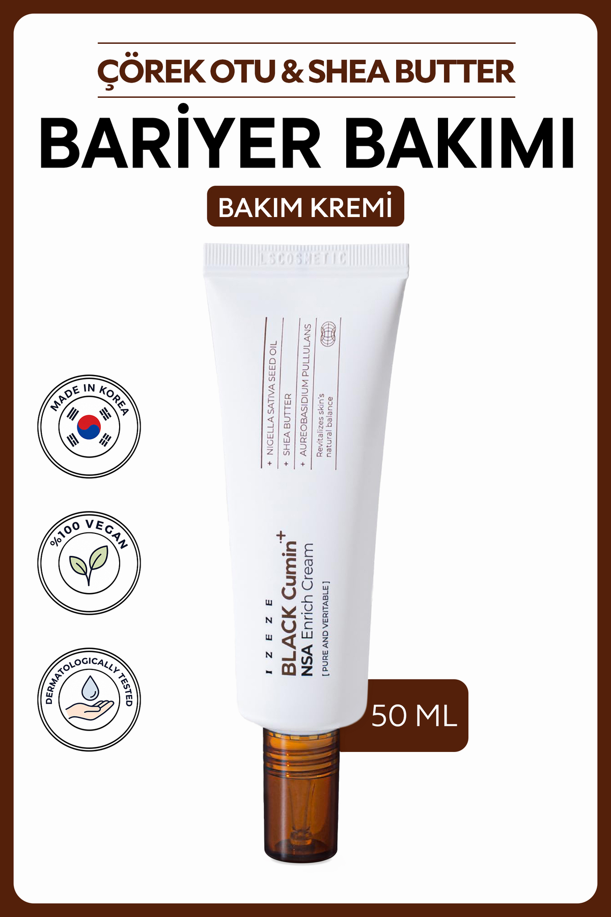 IZEZE Black Cumin NSA Enrich Krem, 50ml | Siyah Kimyon & Shea Yağı