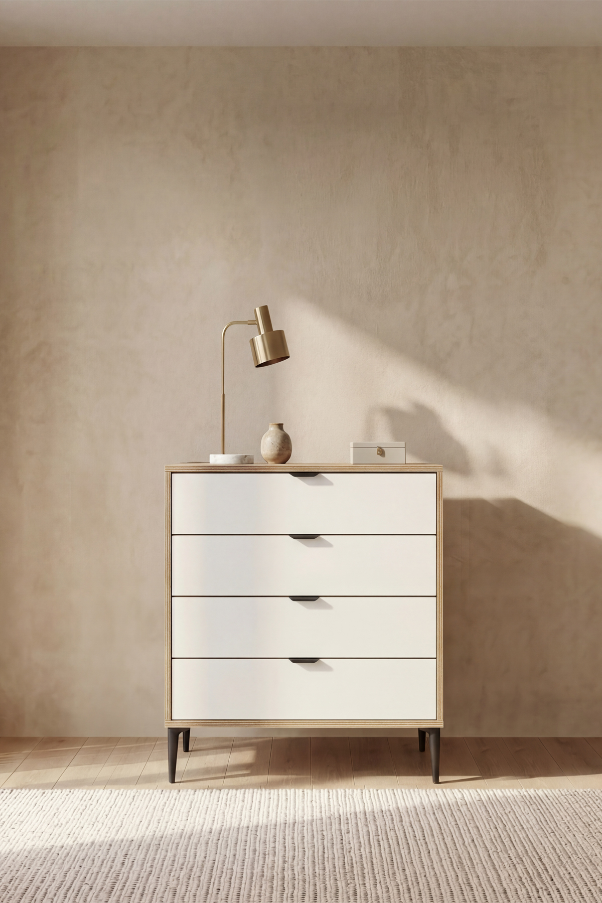 Arden 4 Drawer Dresser 90x88x40 cm White – Modern Design