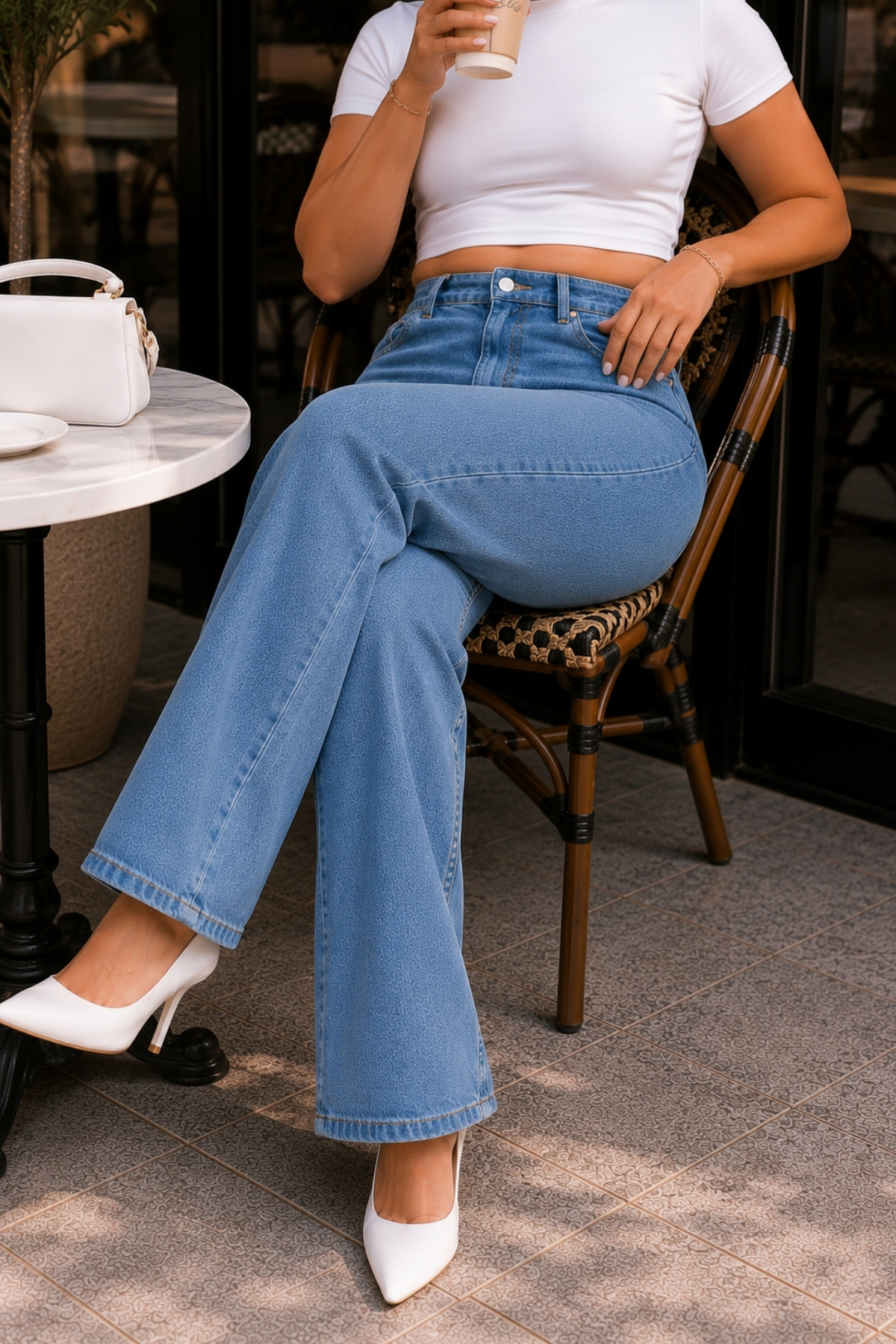 CEDY DENIM - Kadın Büyük Beden Boru Paça Yüksek Bel Regular Fit Likralı Pantolon C626-A.Mavi görsel 4
