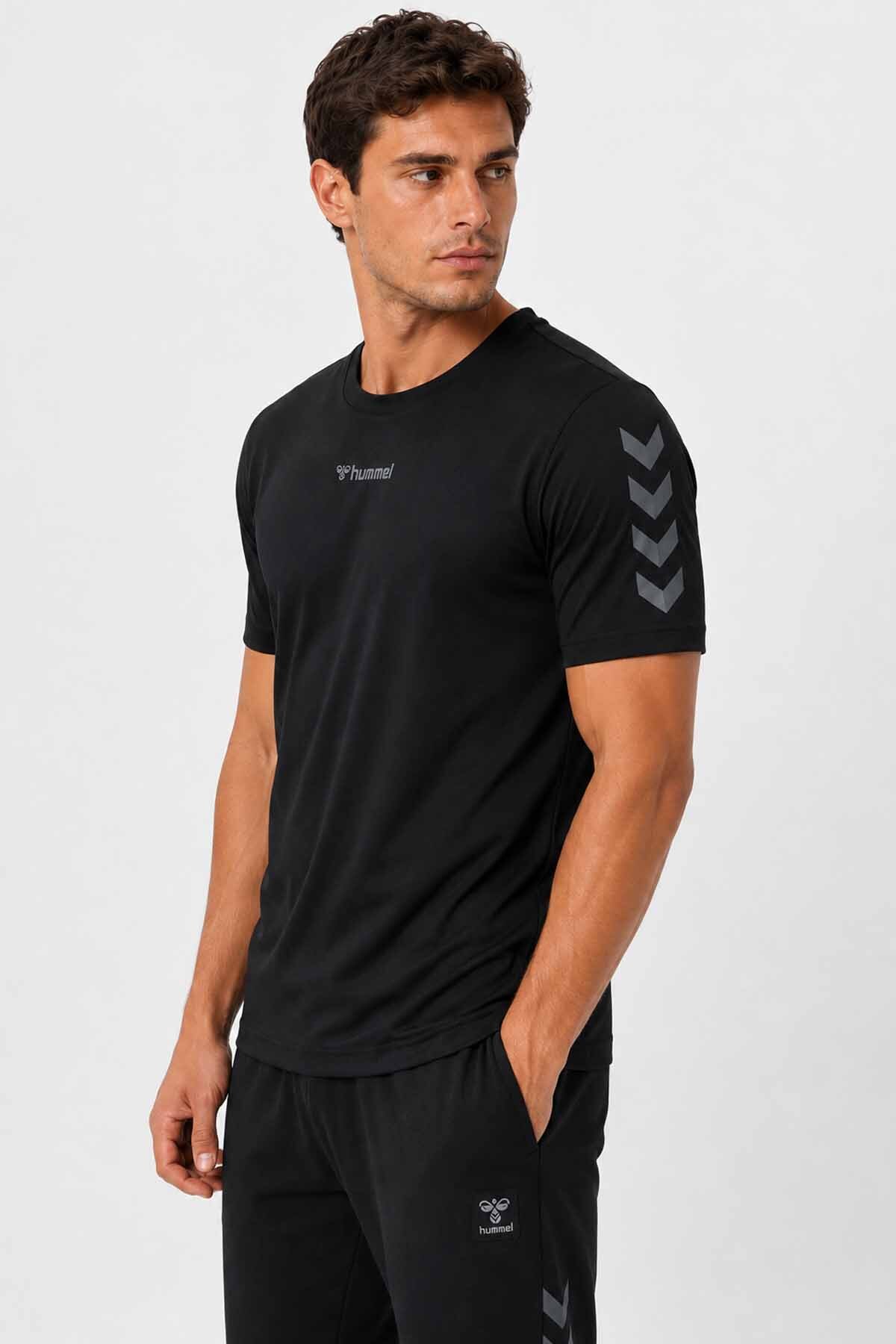 hummel 911606 Men's Black Crew Neck T-shirt