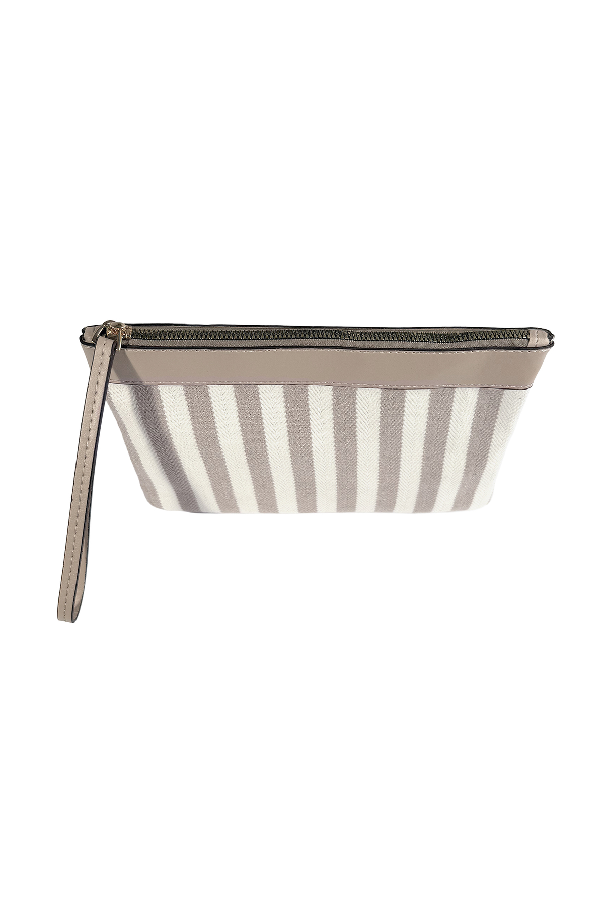 Sofia Kanvas Çizgili Kadın Portföy & Clutch El Çantası Vizon
