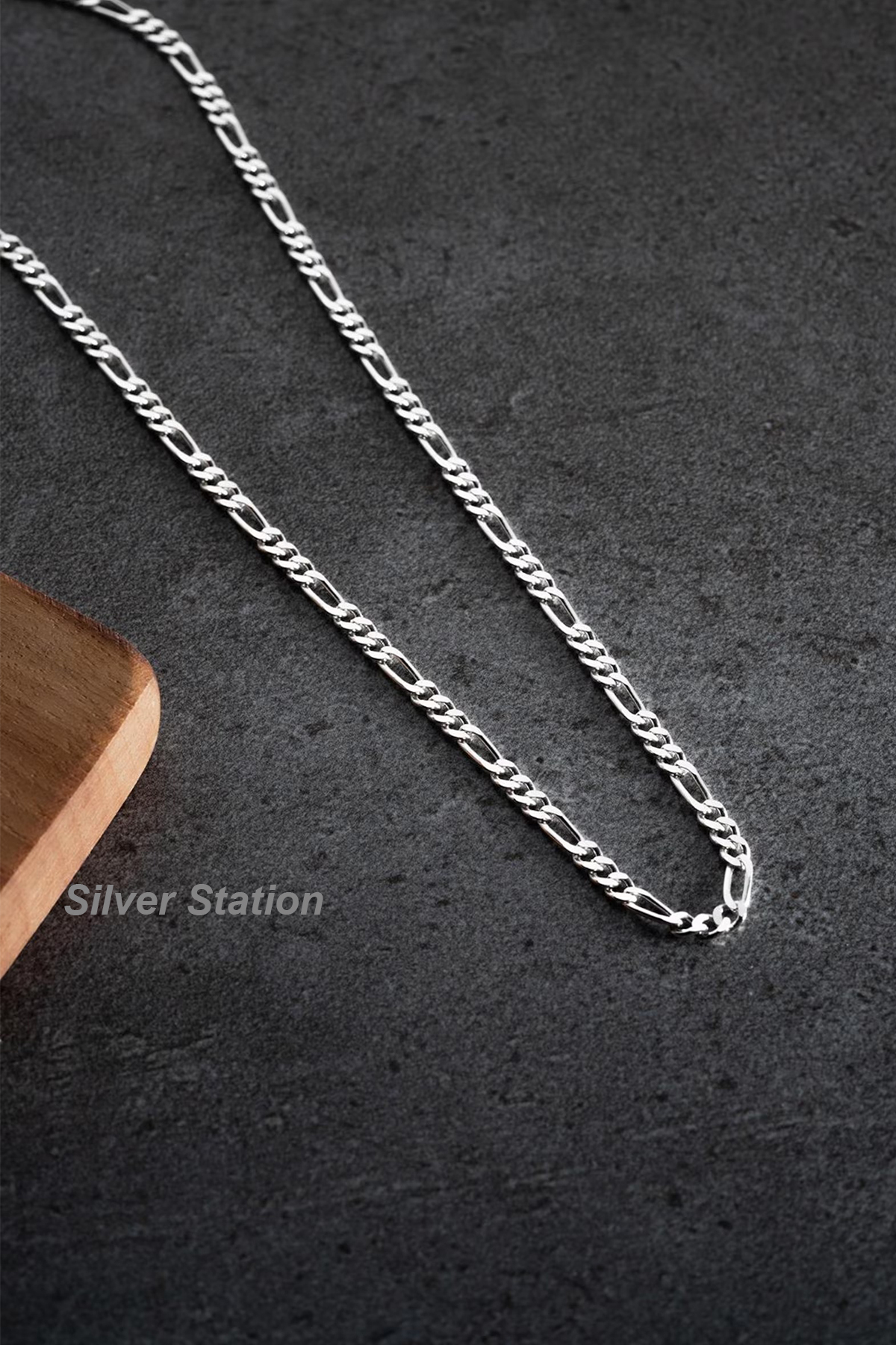 Silver Station 925 Ayar Gümüş Kolye - Figaro Gümüş Zincir Kolye - Kalın Gümüş Kolye görsel 2