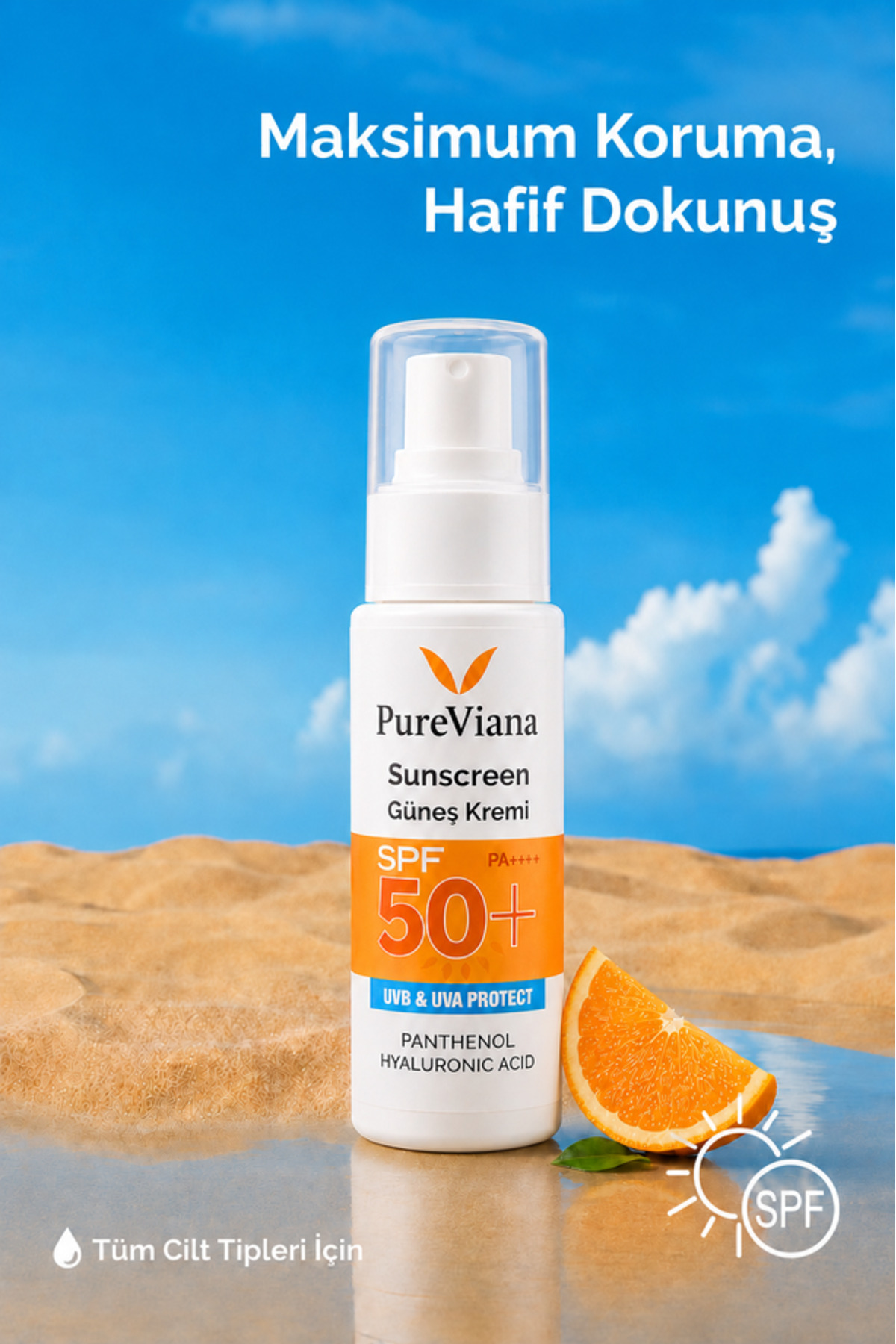 Güneş Kremi SPF 50+ PA++++ 50ml – Yüksek Koruma, Nemlendirici, Leke Karşıtı, Cilt Tonu Eşitleyici — MK-PV-GK-50ML — تصویر 6 از 6