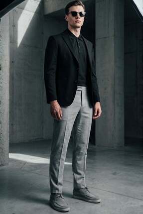 İmza Siyah 6 Drop Slim Fit Pamuklu Ceket 1002260126