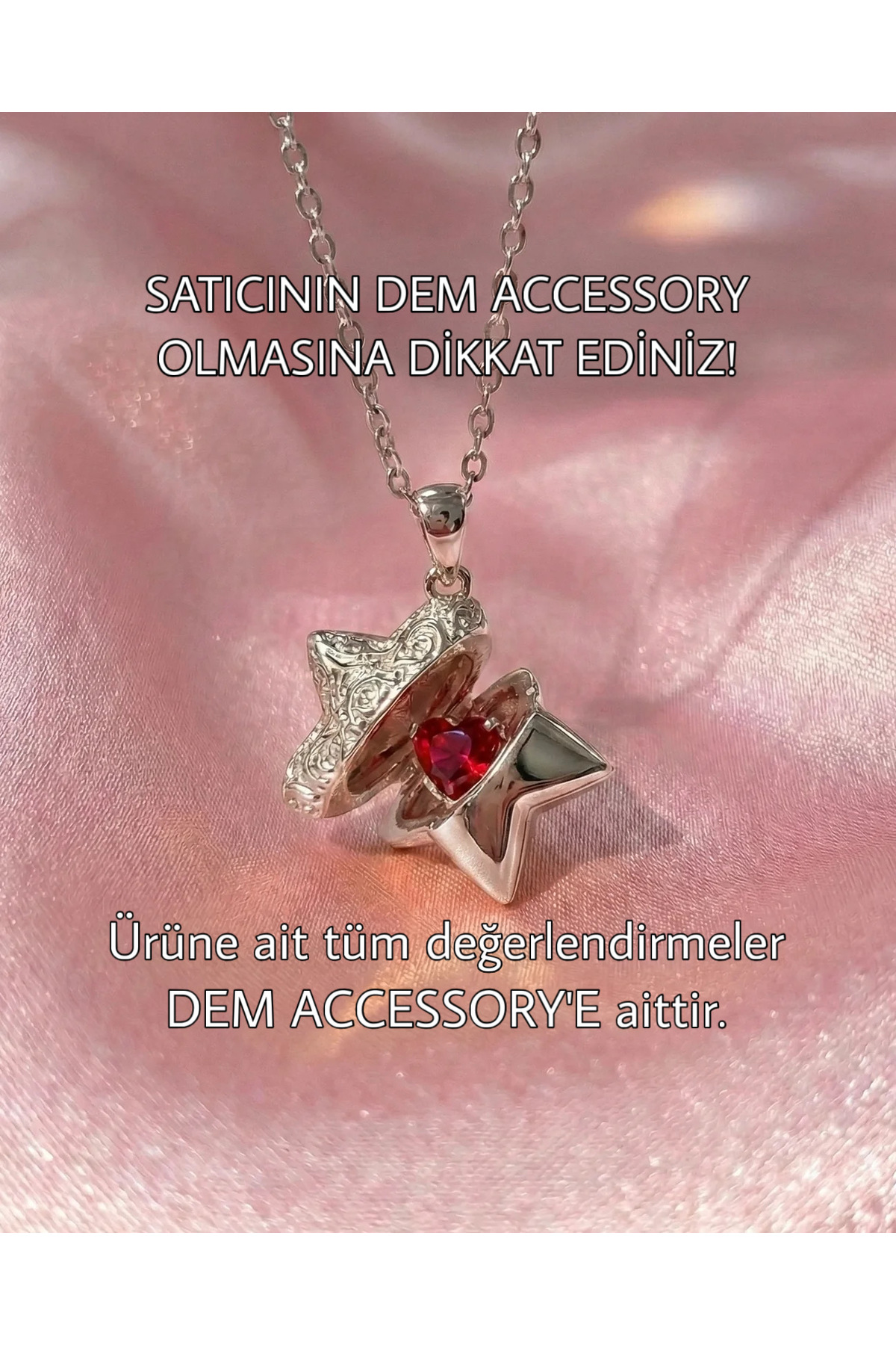Dem Accessory Çelik | Love Locked Star Kolye görsel 3