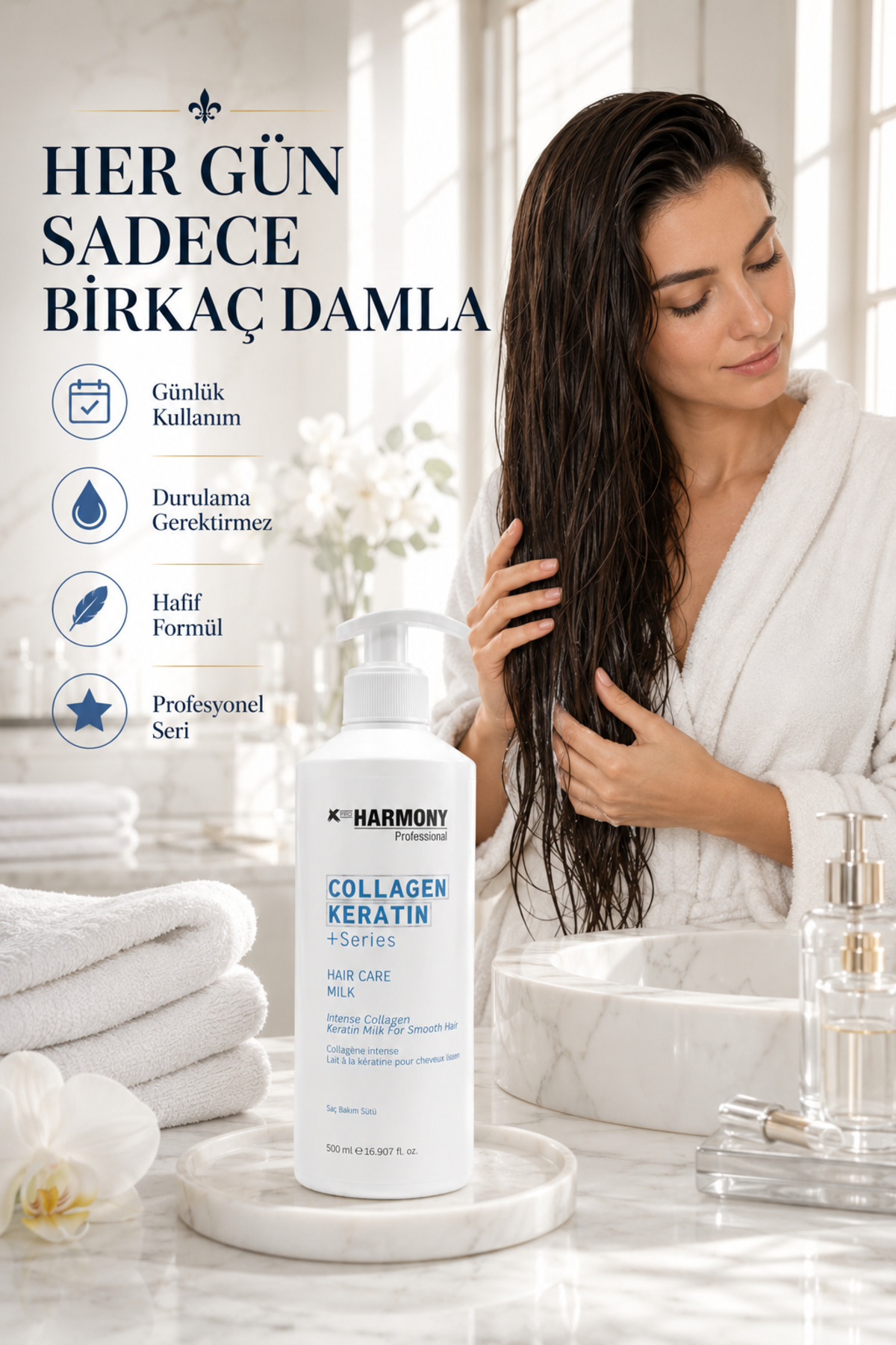 Collagen Keratin Hair Care Milk Saç Bakım Sütü 500 ml — XPH-8682887911000 — تصویر 5 از 8