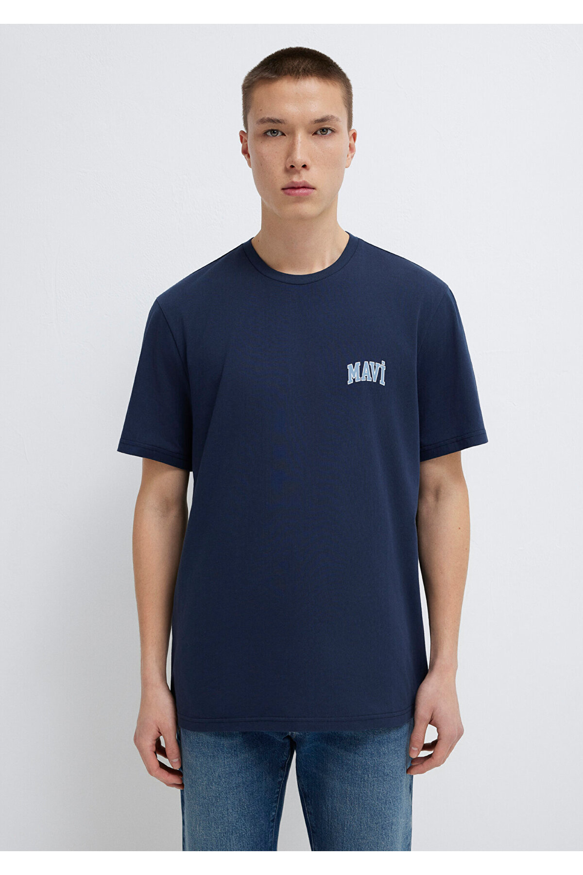 Marineblaues تيشيرت mit Logo-Print, reguläre Passform 0611714 -70497