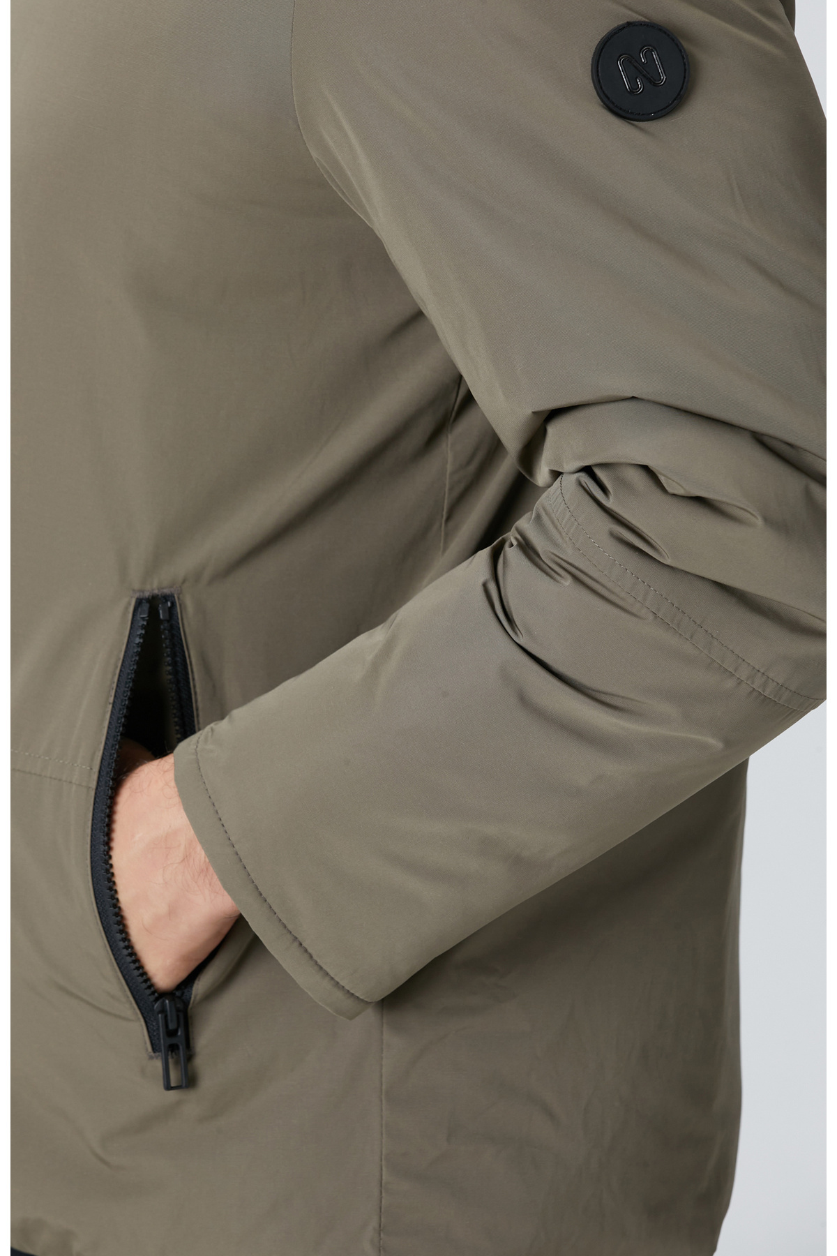 ژاکت دو طرفه یقه ایستاده خاکی — خاکی ۱۰۹۶۰۹۵ — تصویر 8 از 8