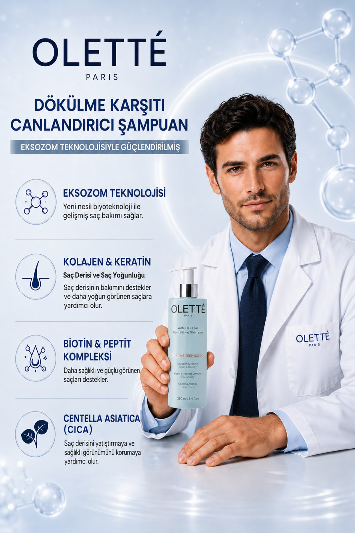Saç Dökülmesine Karşı Bakım Şampuanı 250 ml – Kolajen, Keratin, Biotin ve Peptit Kompleksi — OPSD2026 — تصویر 5 از 7