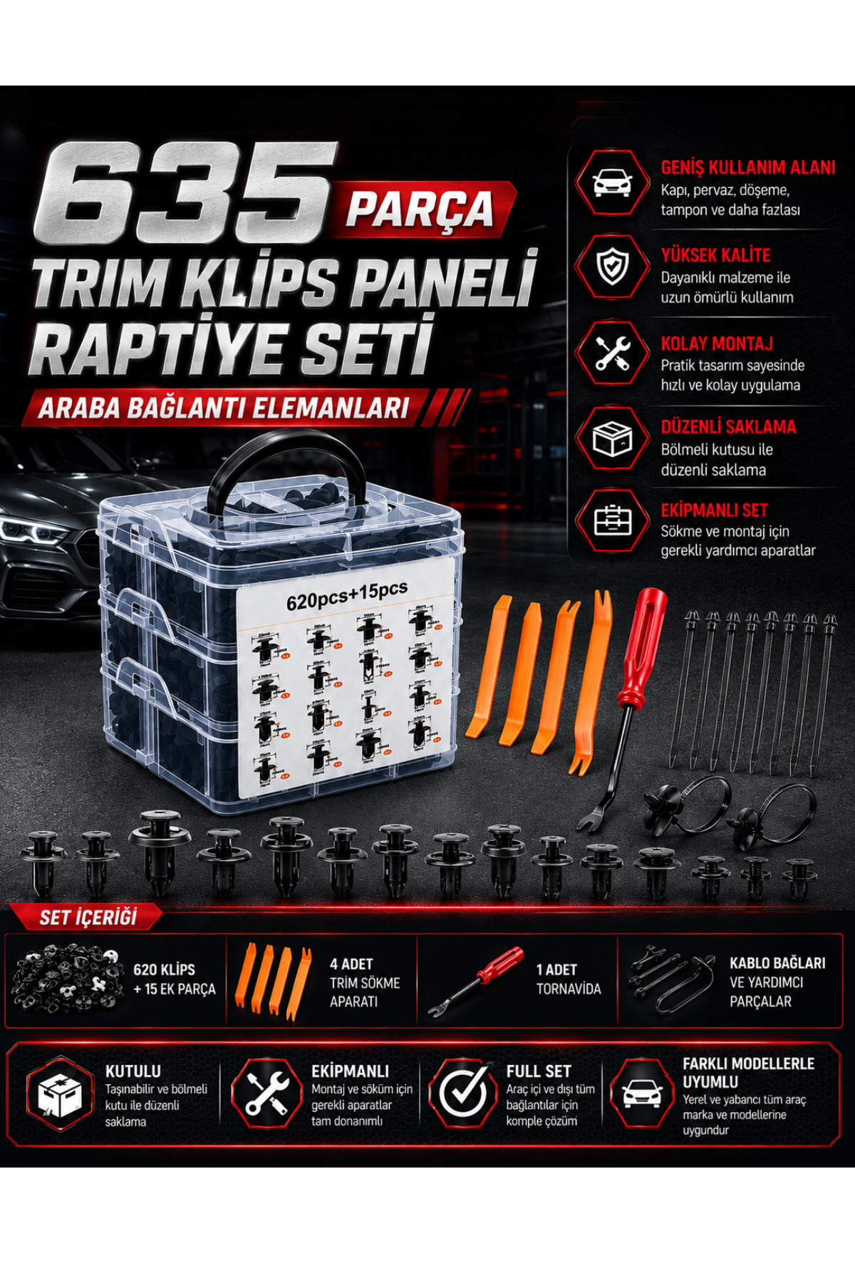 MIDNITE CLICK g-rap Y.D.S.Pまとめ3枚 MeyZone 635 Parça Oto Fastener Klips Tampon Kapı Pervazı Tutucu