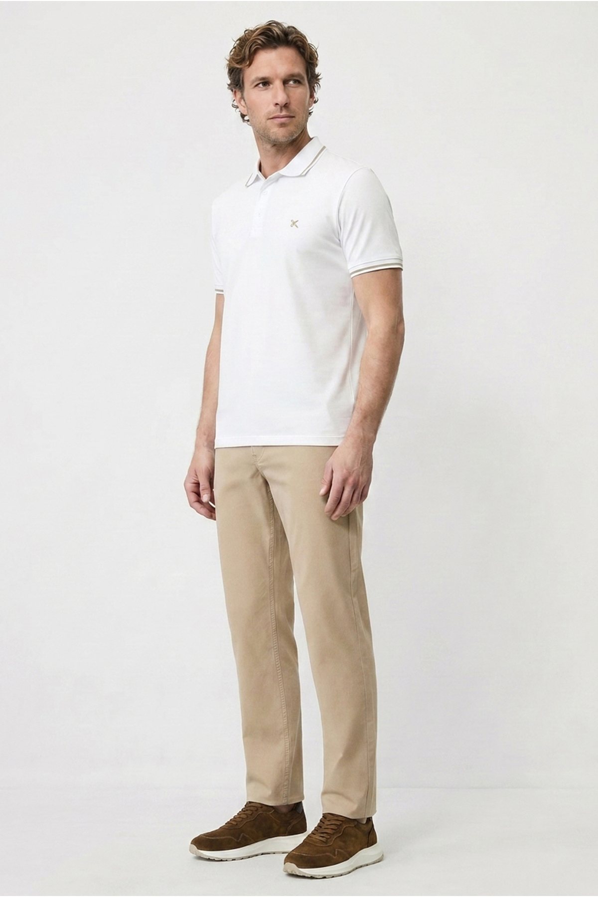Kiğılı Polo Yaka Slim Fit Yumuşak Dokulu Nakışlı Pamuklu Likralı Esnek Tişört görsel 4