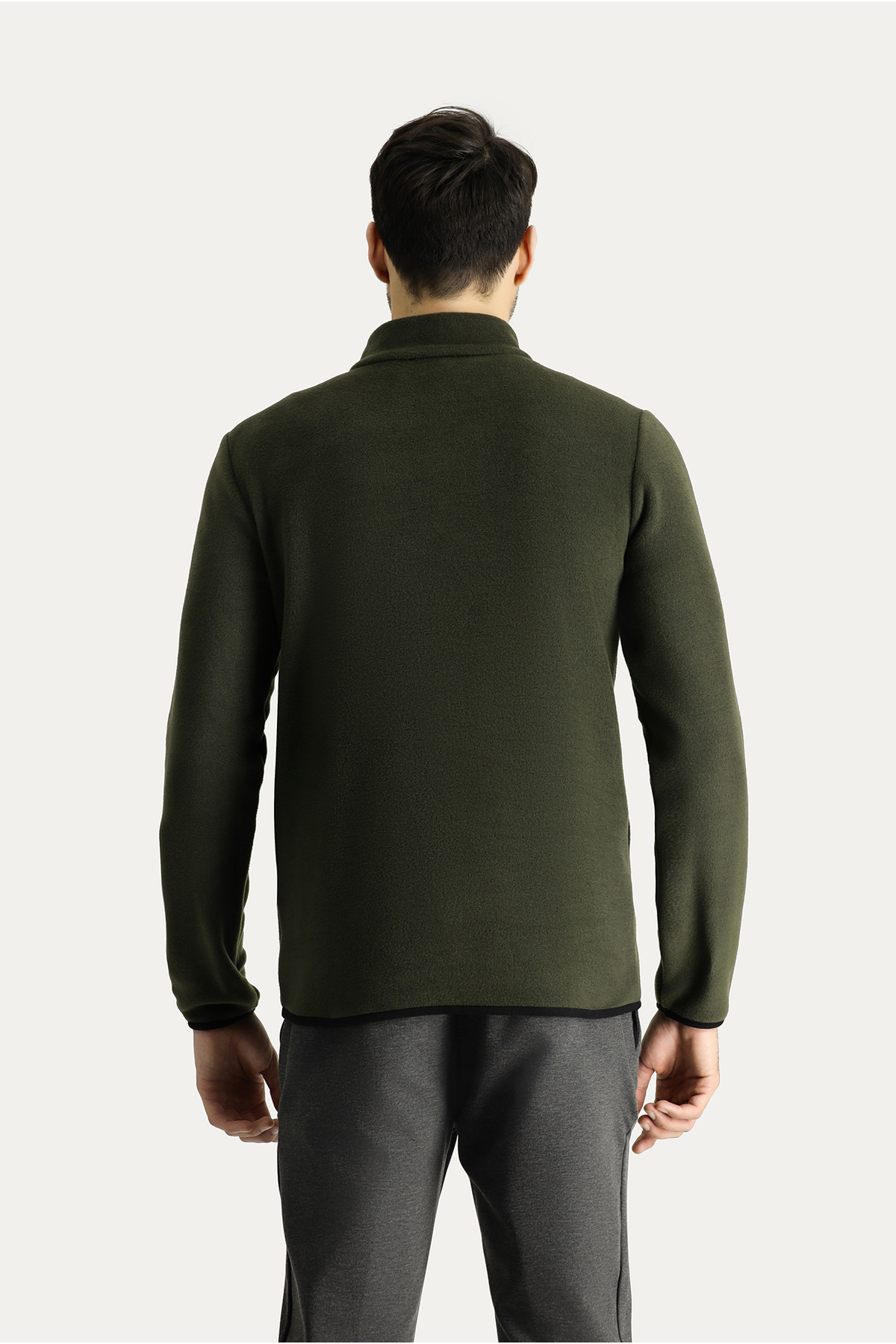 Kiğılı Dik Yaka Yarım Fermuarlı Soğuk Geçirmez Tüylenme Yapmayan Cep Detaylı Polar Sweatshirt görsel 4