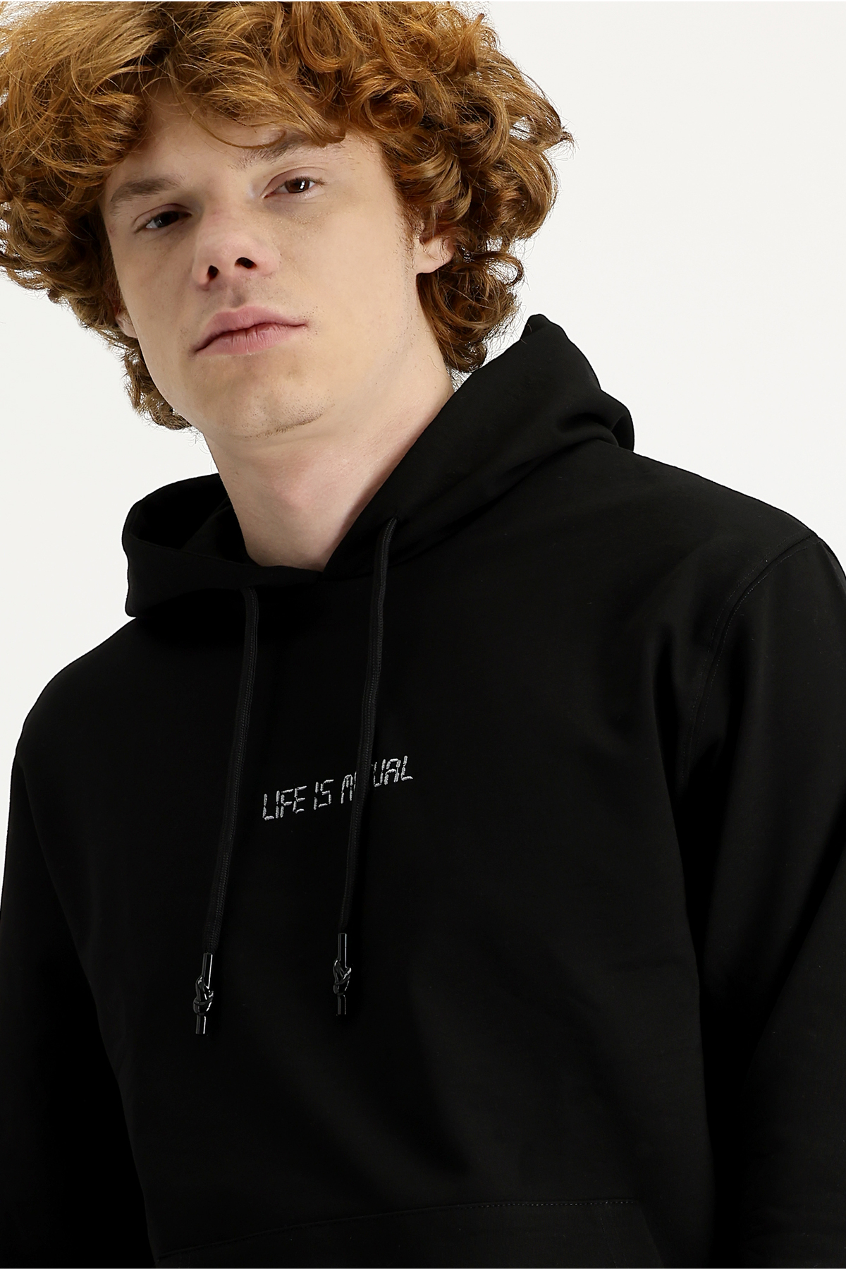 Kiğılı Regular Fit Kapüşonlu Nakışlı Pamuklu Sweatshirt
