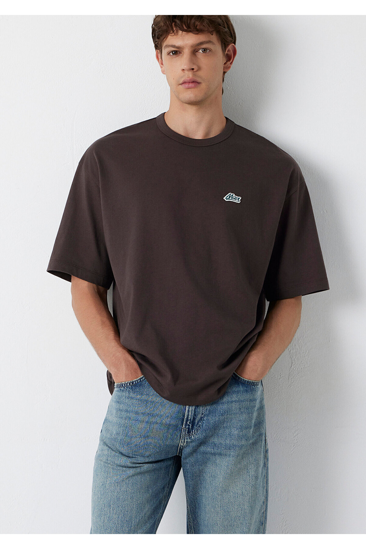 Mavi Patch Logo Embroidered Brown T-Shirt Oversize / Wide Cut 0613503-70219