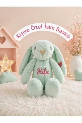 hanımeli Kişiselleştirilebilen Pelüş tavşan mint yeşili