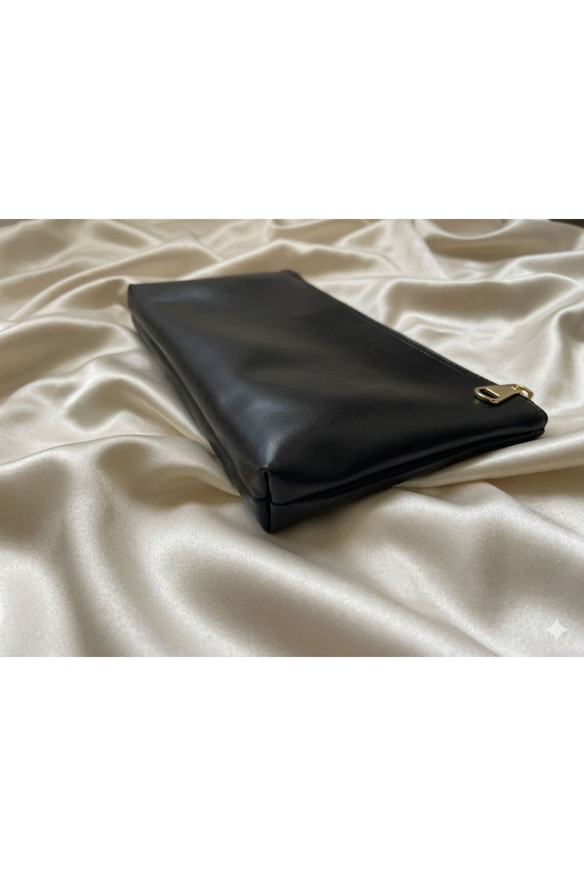 VELORİA BAG & SCARF Veloria Siyah 2 'li Kadın Portföy El & Makyaj Çantası - Şık Gece Çantası - Clutch görsel 6