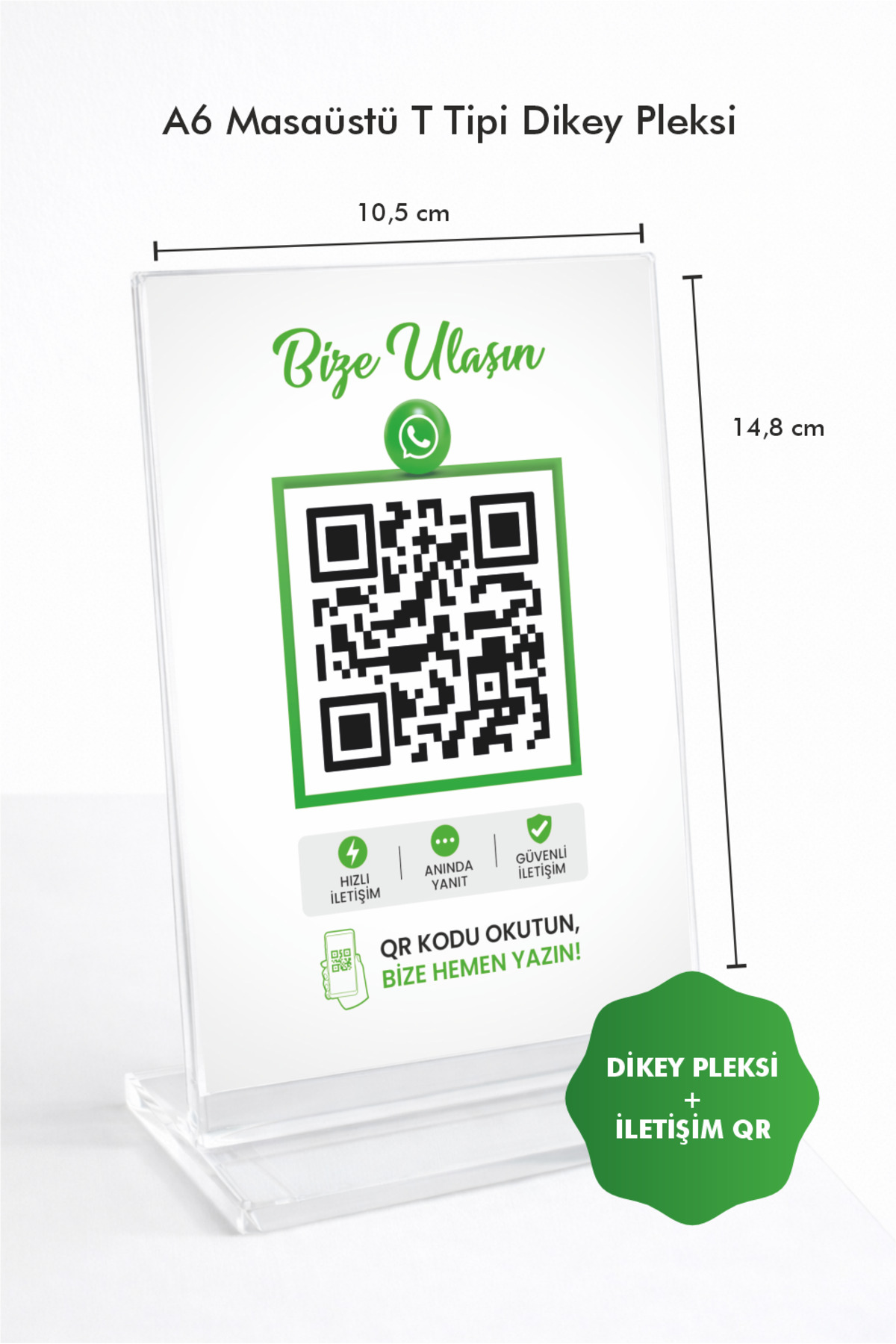 TakipAi QR Kod Pleksi Stand A6 | Kişiye Özel QR | Masaüstü