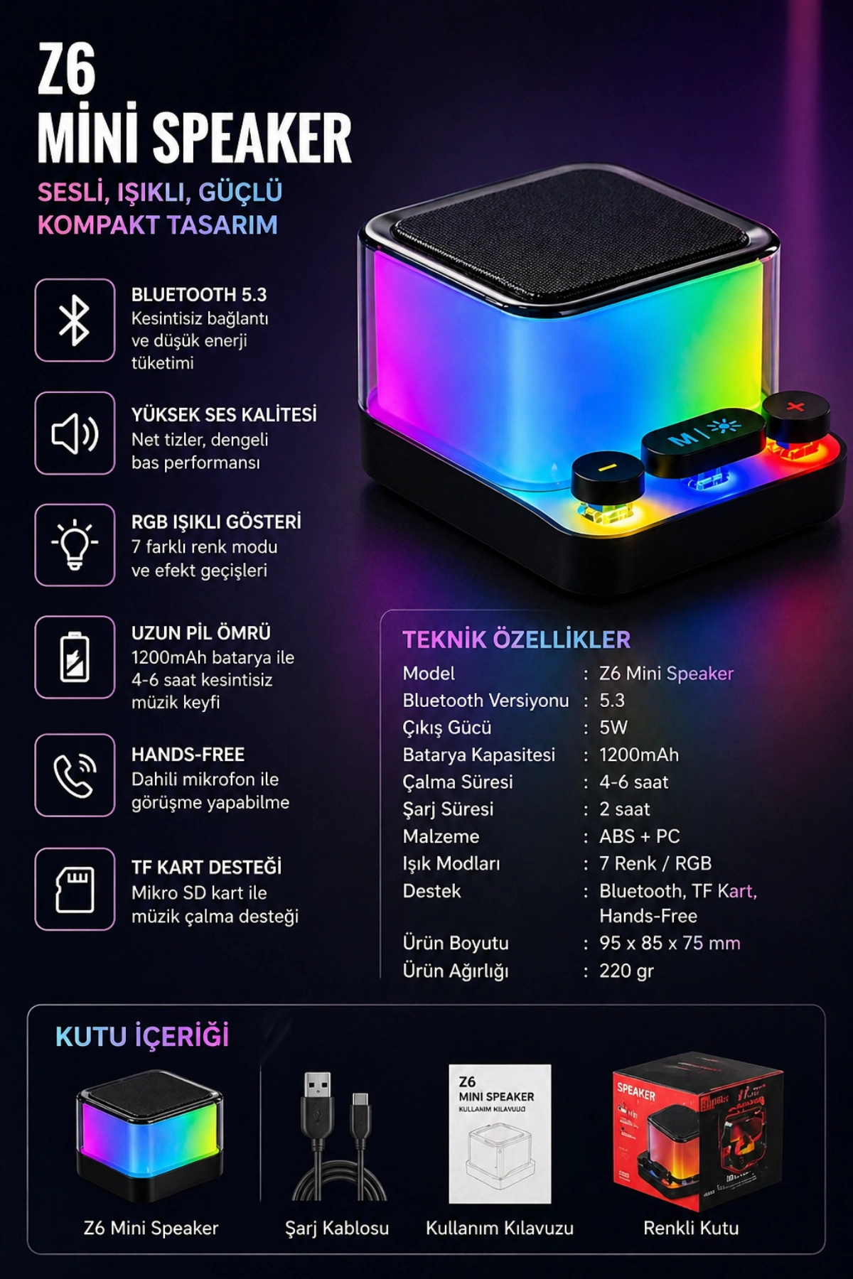 Blackbird Game Center Jrl Z6 Mini RGB Işıklı Kablosuz Bluetooth