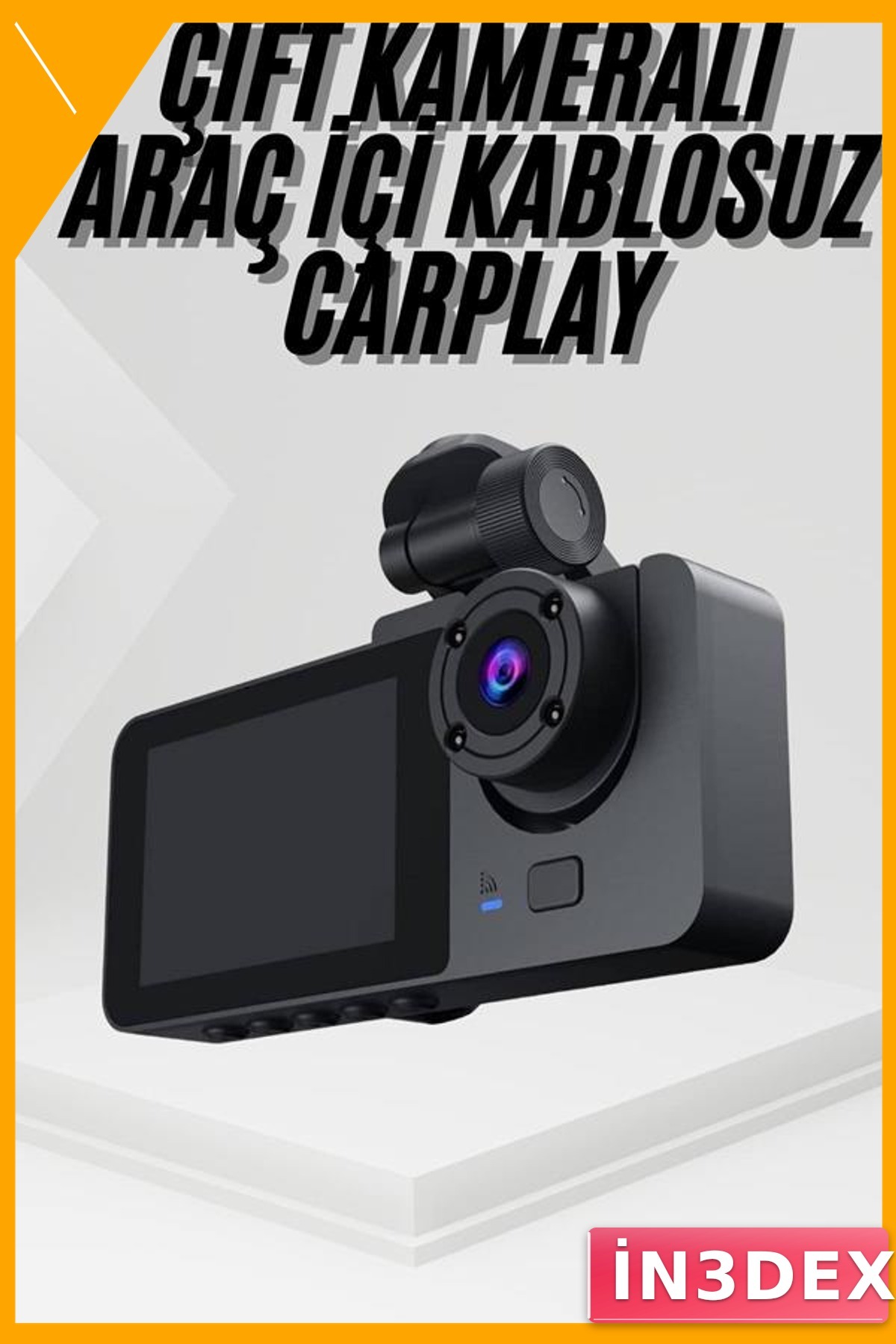 3 Yönlü Araç İçi Kamera 1080P Full HD 2 İnç Ekran CarPlay