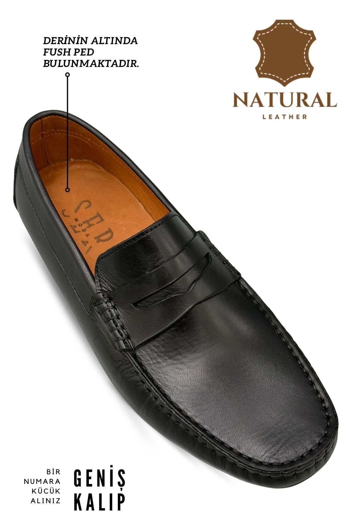 sermoda Erkek Loafer - Hakiki Deri Rok Loafer Erkek Ayakkabı Siyah görsel 2