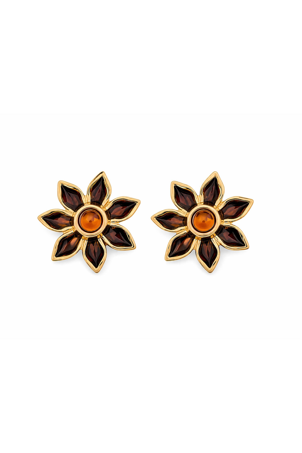 Kadın Gold Çiçek Form Taşlı Büyük Küpe – Vintage Stil Statement Küpe