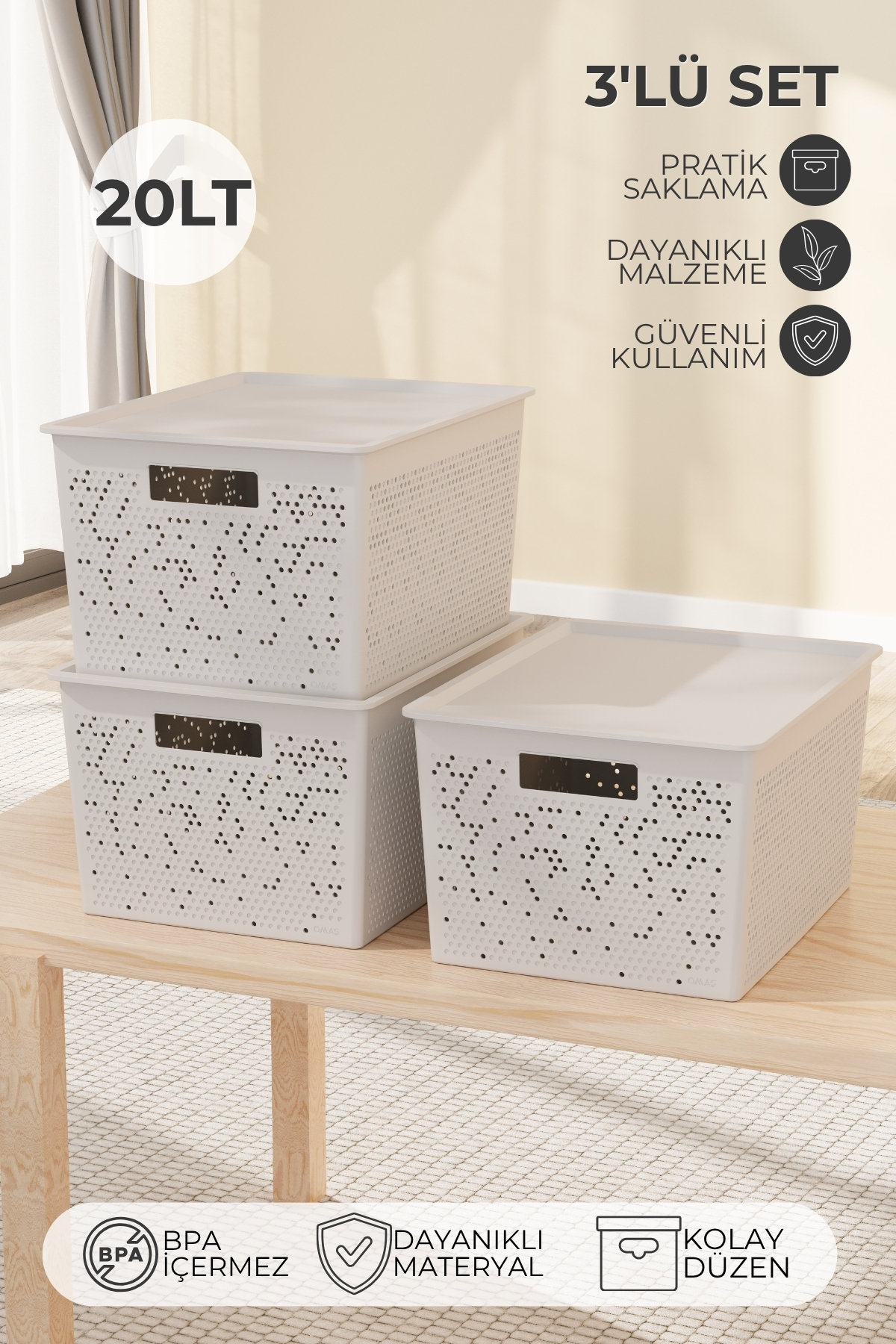 NEIGHBORHOOD WIND AND SEA 収納ボックス 3個セット Nandy Home 3'lü Set Hava Delikli Seul Model Çok Amaçlı Saklama