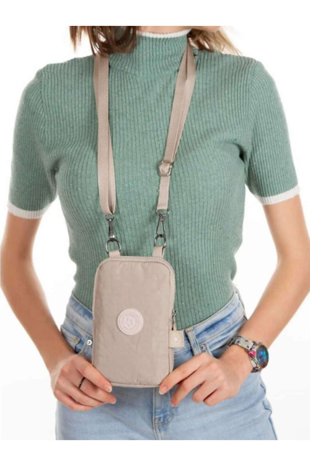 Newish Polo 2'li Kadın Su Geçirmez Mini Telefon Cüzdan Ve Pasaport Boyun Askılı Çapraz Omuz Çanta görsel 3