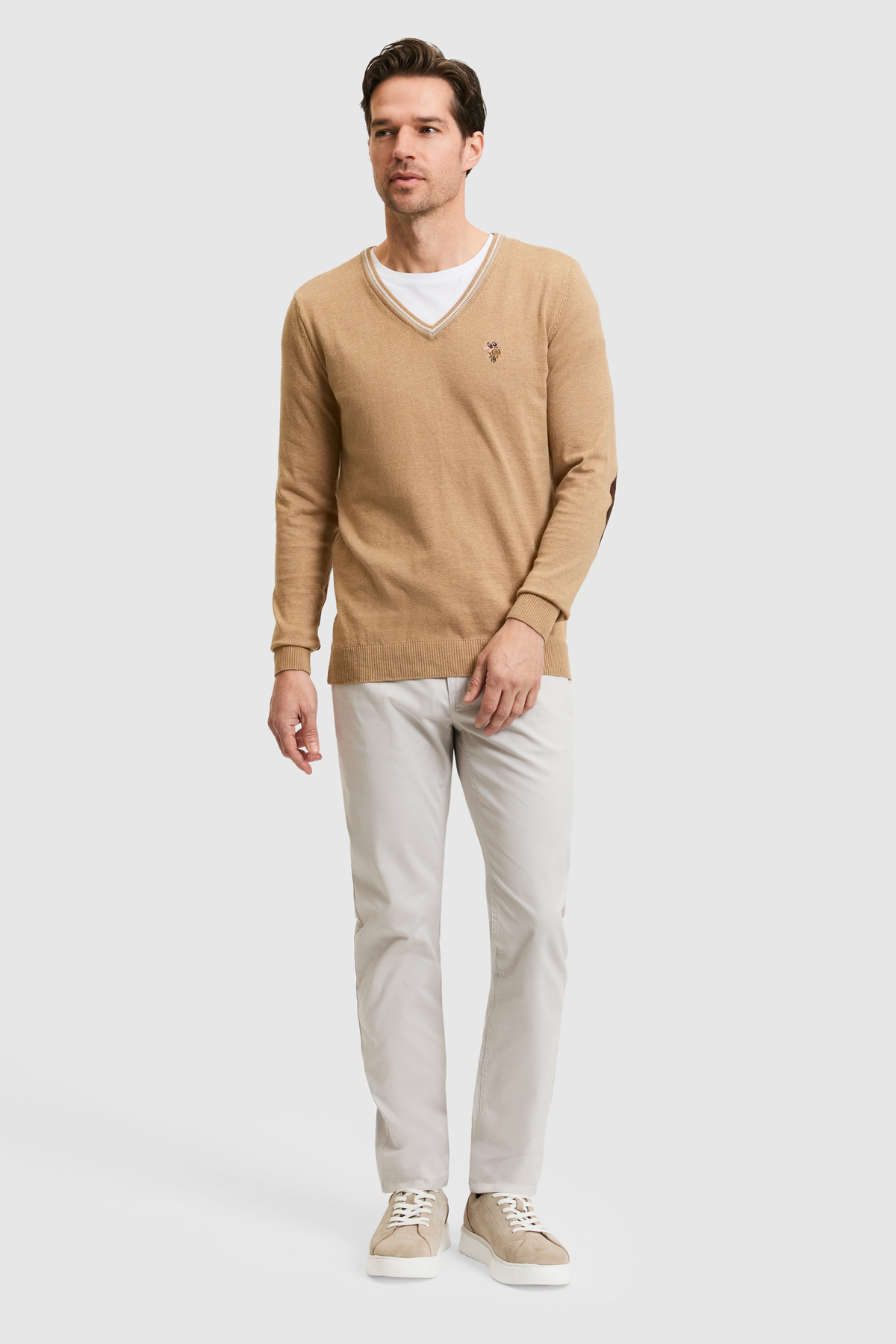 U.S. Polo Assn. Erkek Slim Fit Açık Gri Kanvas Pantolon 50322356-VR001