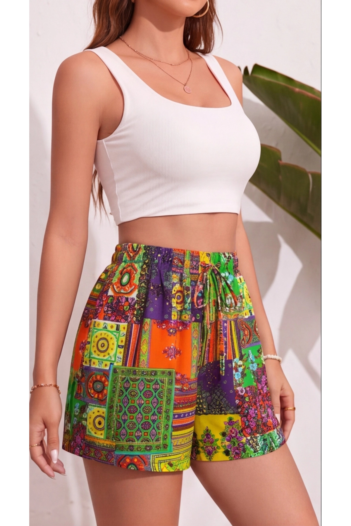 Women's Casual High Waist Viscose Shorts