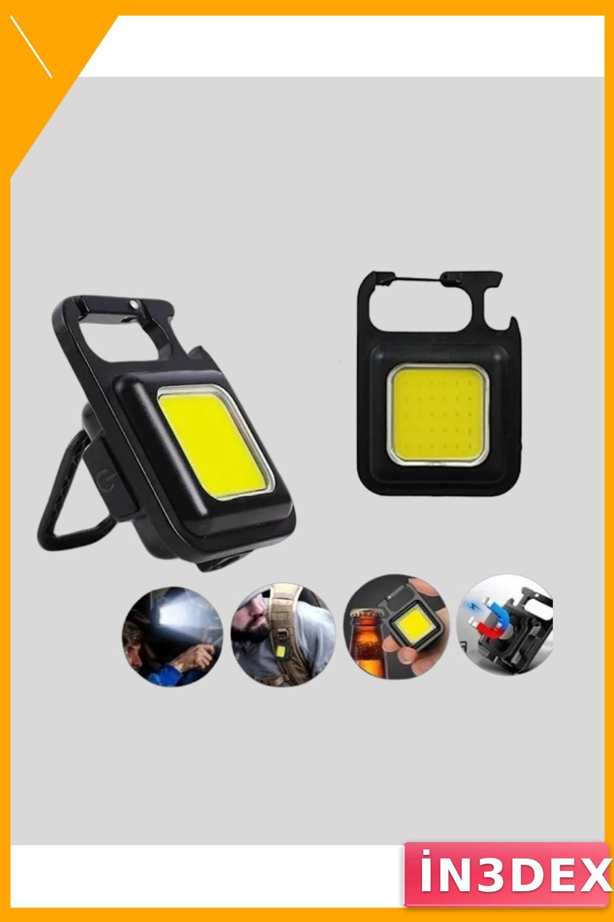 800 Lümen USB Şarjlı LED El Feneri 3 Kademeli Şişe Açacaklı