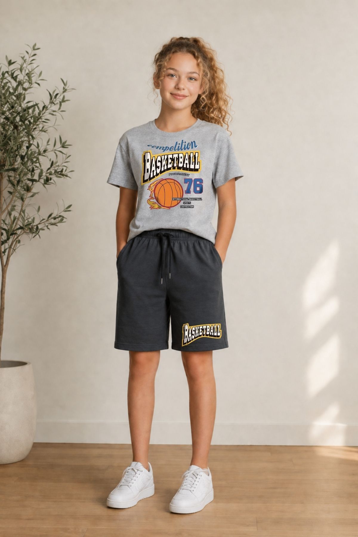 BuseKids Girls Multicolor Printed T-Shirt & Shorts Bottom-Top Set