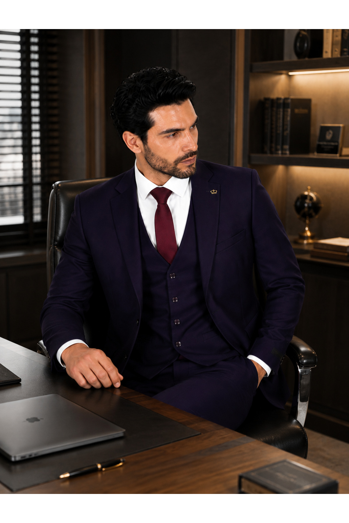 Erkek Takım Elbise – Dar Kalıp Premium Klasik Şıklık — بنفش 08-612/22 — تصویر 4 از 5