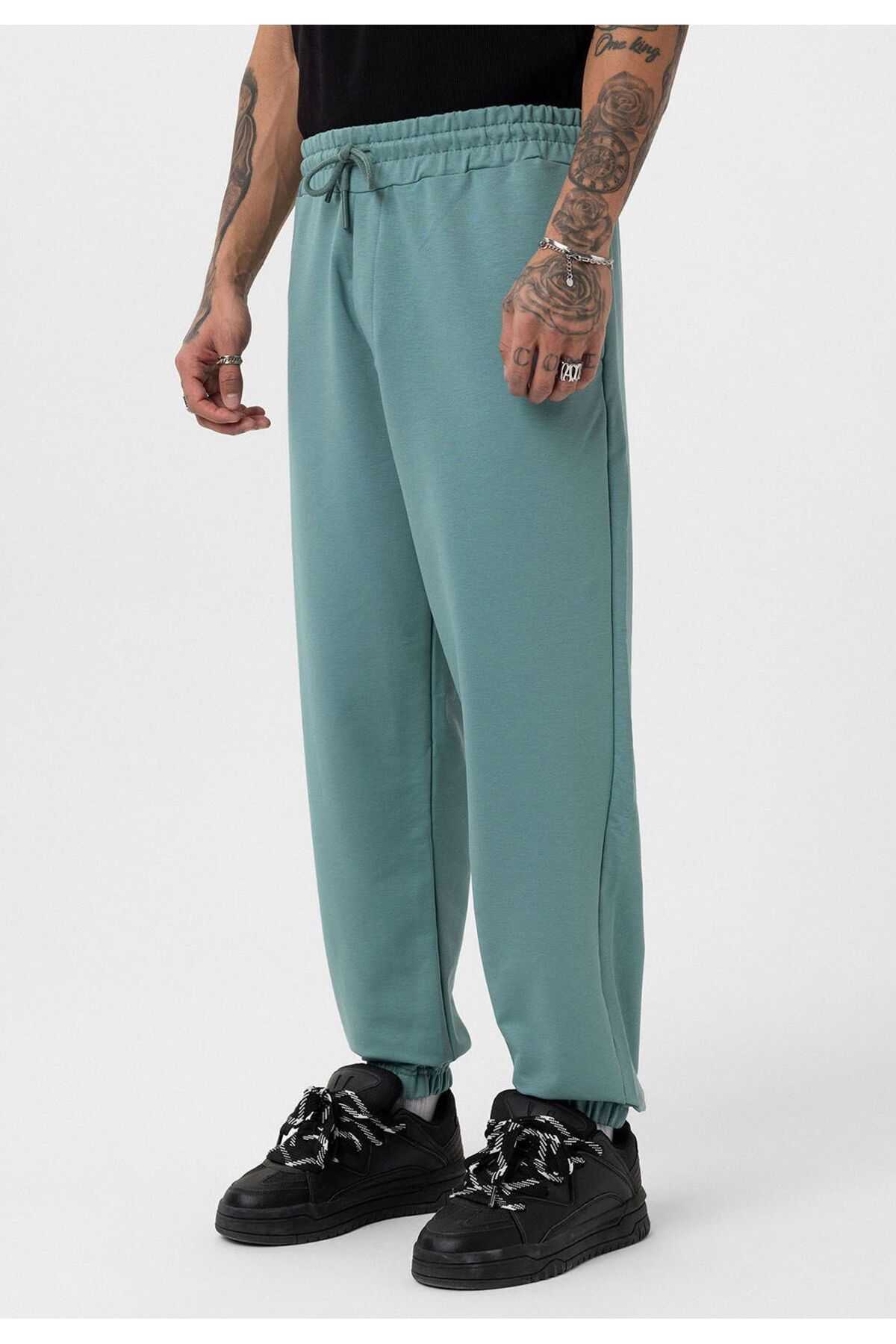 Paça Lastikli Basic Oversize Eşofman Takımı — آبی DND_30-123 — تصویر 5 از 7