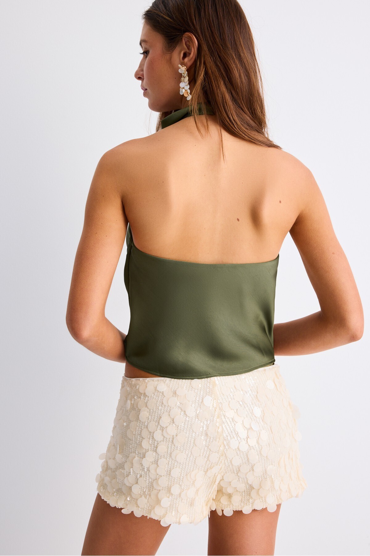 Stradivarius  Saten halter top - Görsel 5