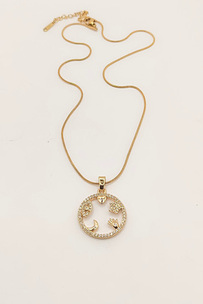 Burcu Dinçer Accessories Kadın Zirkon Taşlı Şans Sembolleri Kararmaz Çelik Ha...