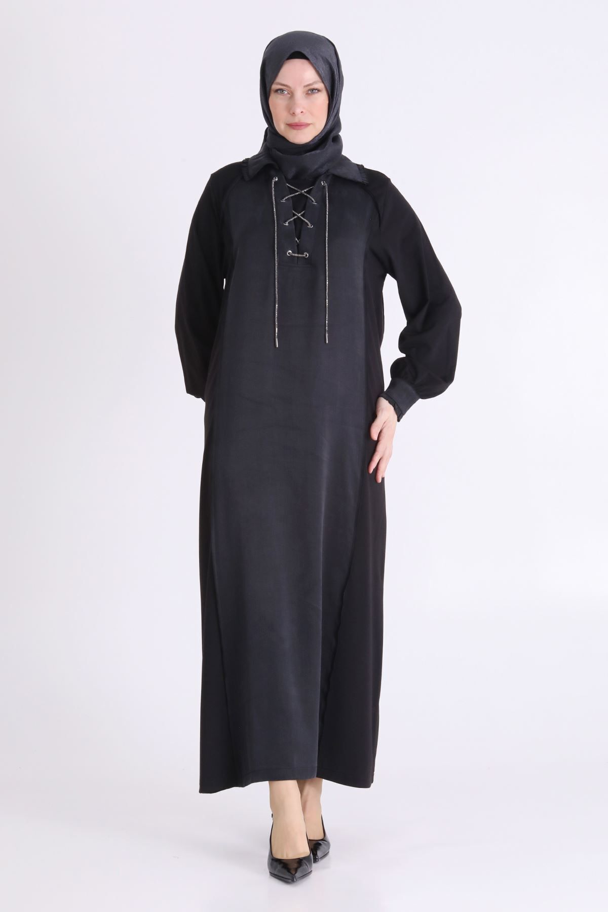 Büyük beden tesettür elbise siyah - 3XL