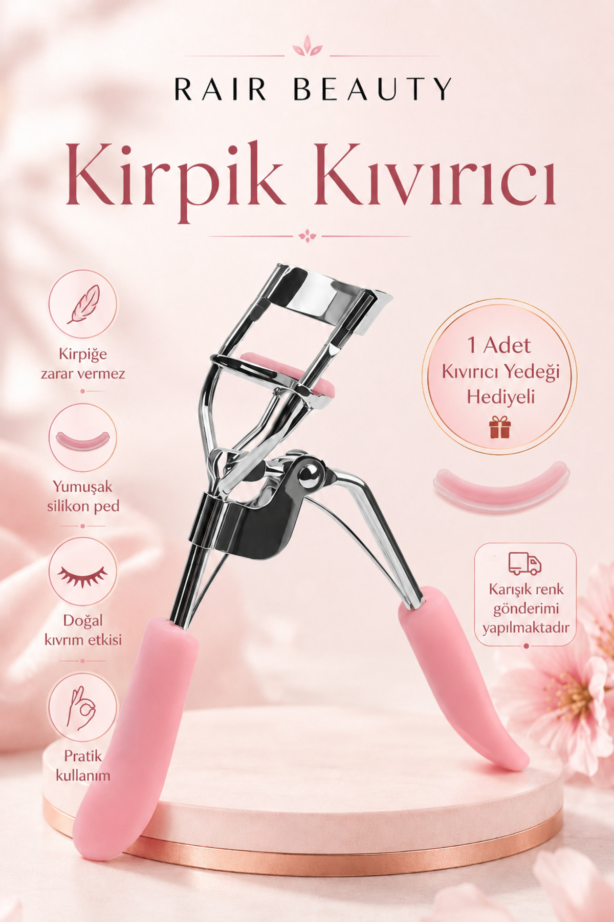 Lüks Kirpik Kıvırıcı Kirpik Kıvırma Makası (1 adet Kıvırıcı Yedeği Hediye Gönderilecektir) — رنگارنگ 123212