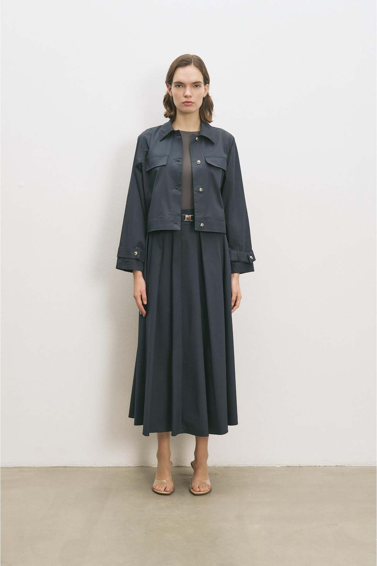 PARİS COTTON SKIRT JACKET SET - NAVY