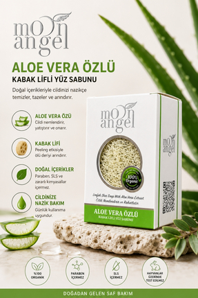 MOON ANGEL Kabak Lifli Sabun Aloe Vera Özlü Ferahlatıcı ve Rahatlatıcı Cilt B...