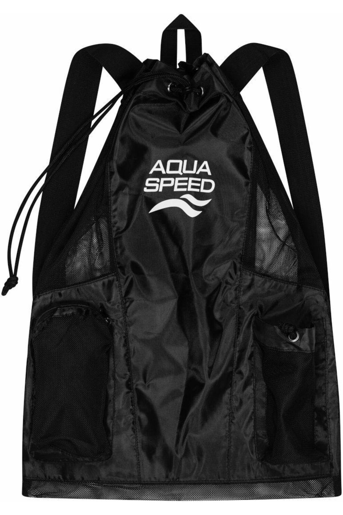 Aqua Speed Geniş Kapasiteli Çanta - Yüzme Ekipmanı için Sırt Çantası - Siyah