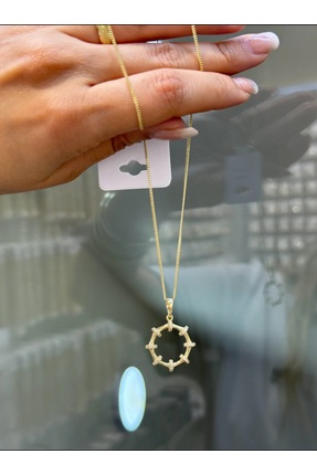 XUPING JEWELRY 14K Zirkon Taşlı Yuvarlak Uçlu Kolye
