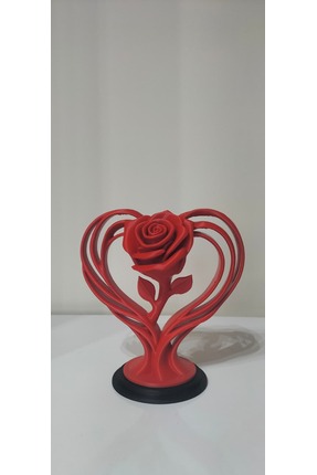 BK3D Kalp İçinde Gül Dekoru