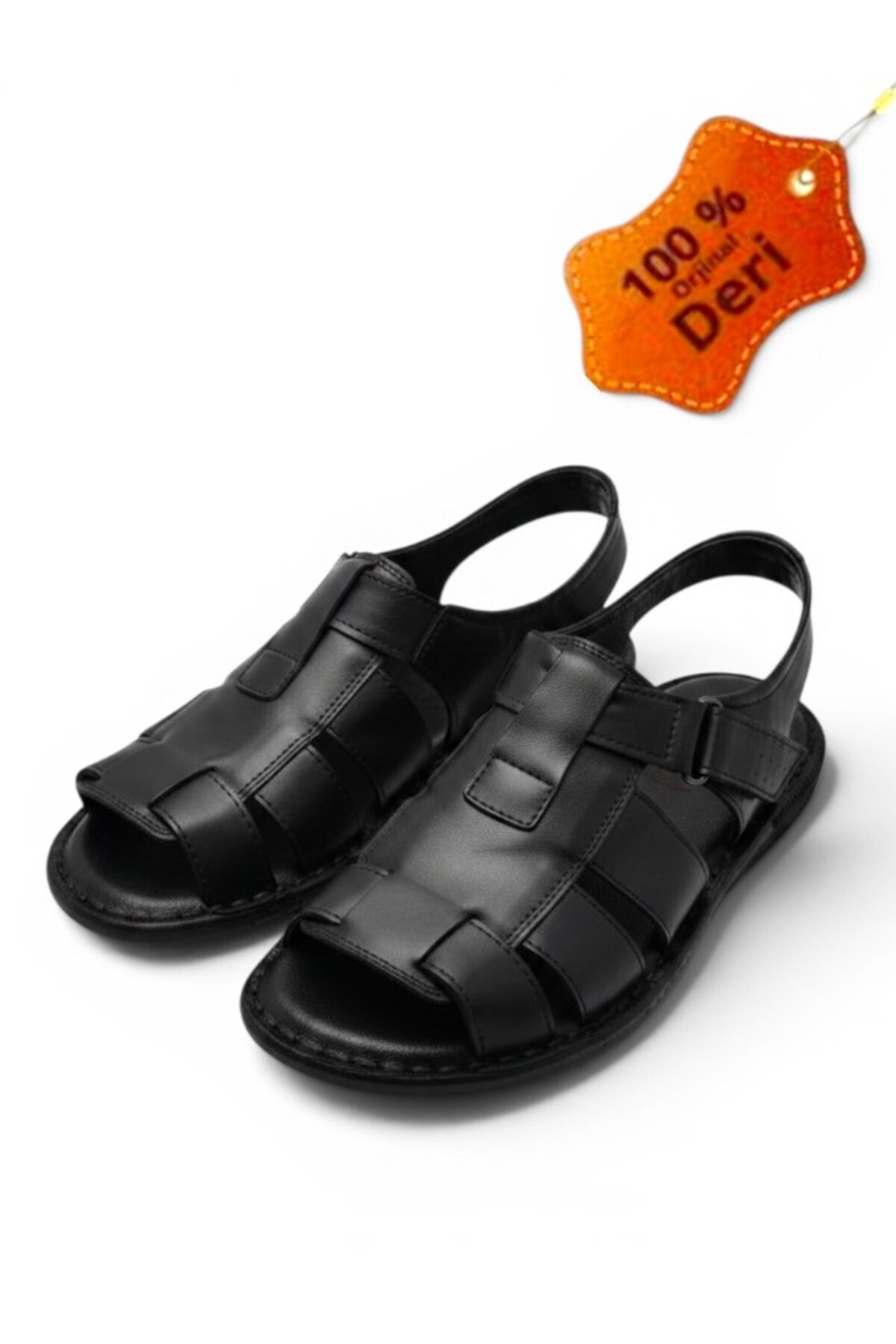 MAGIC SHOES Günlük Hakiki Deri Ortopedik Tabanlı Erkek Sandalet görsel 2