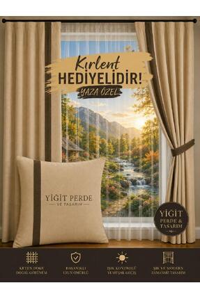 YİĞİT PERDE TASARIM YİĞİT PERDE VE TASARIM ZEMİN BEJ RENĞİ KAHVE BİYE GEÇİŞLİ...