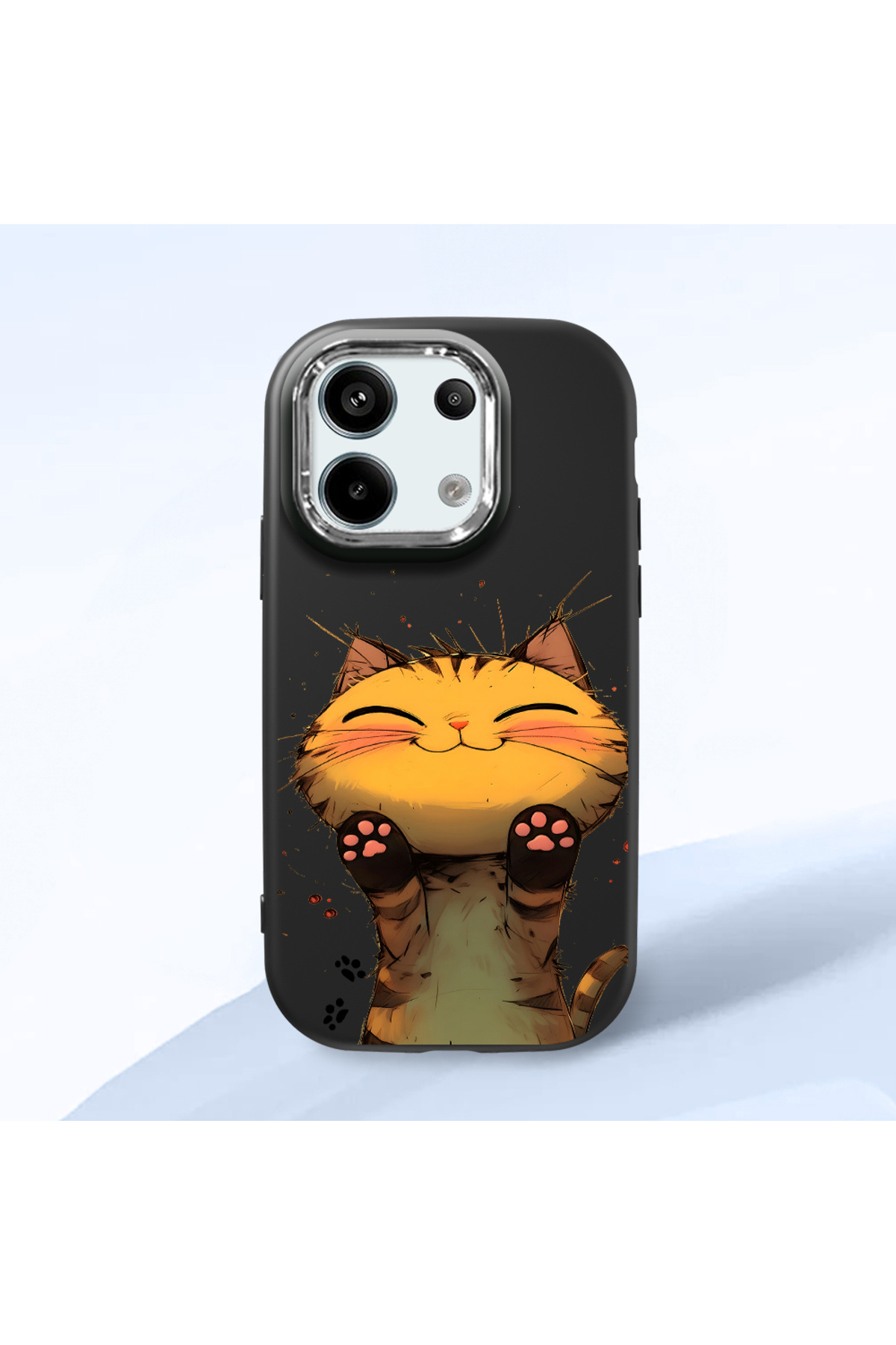 Redmi Note 13 Pro 5G Compatible Case camera protector Black Silicone Couple Phone Case with Cat Pattern