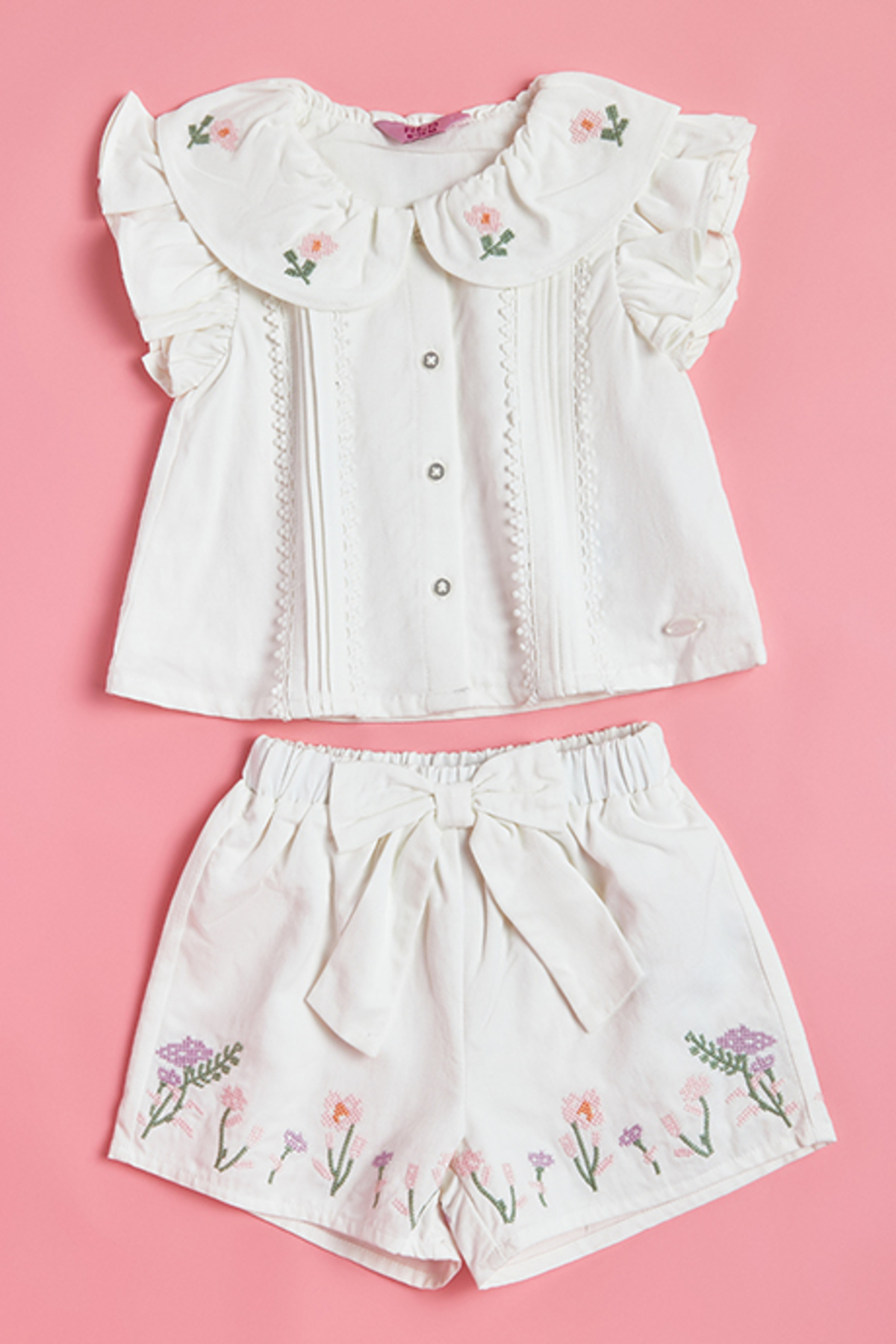 R&B Embroidered Top and Shorts Set