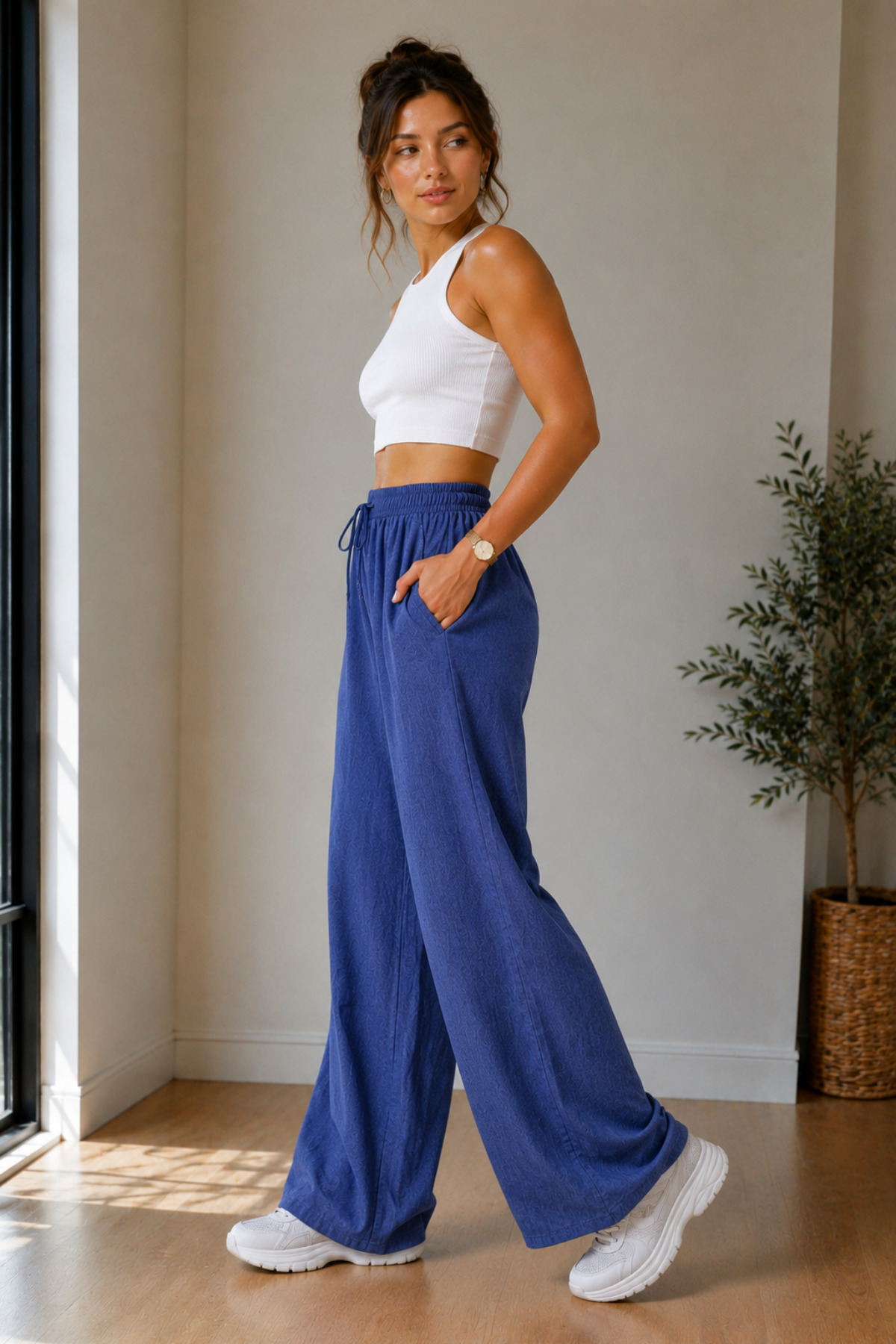 LAVİNİM  Kadın Keten Oversize LooseFit Rahat Pantolon - Görsel 4