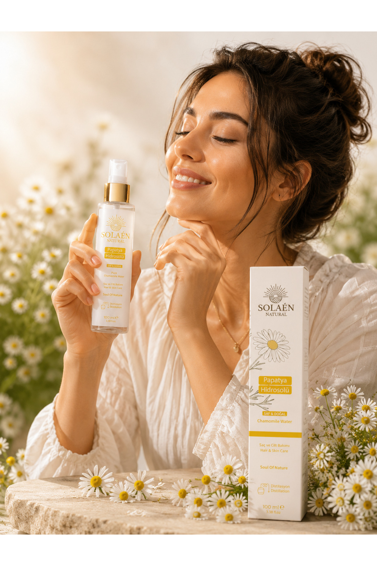 Solaén Natural Papatya Suyu 100 ml Saf Doğal Papatya Hidrosolü Saç Bakım Toniği — 100ml-PAPATYA — تصویر 2 از 3