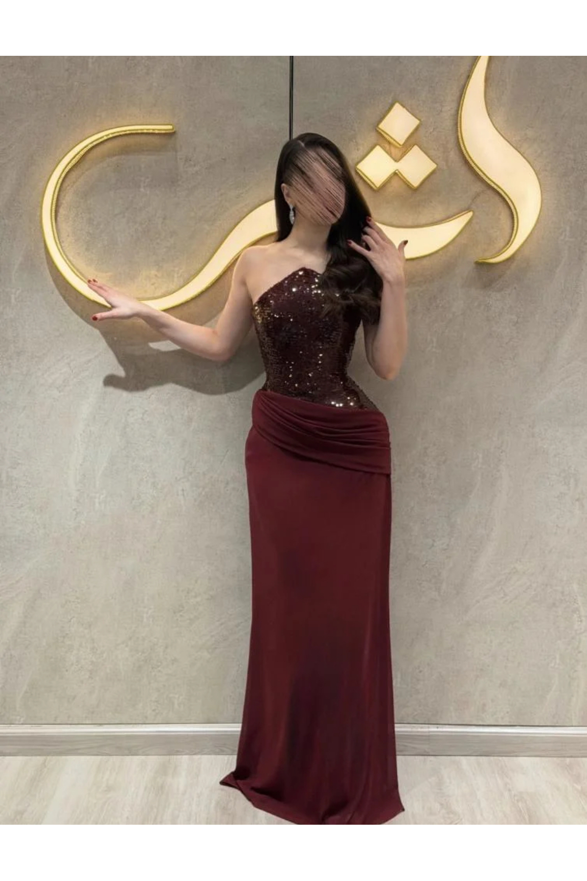 فستان لمعه ترتر على شيفون عودي